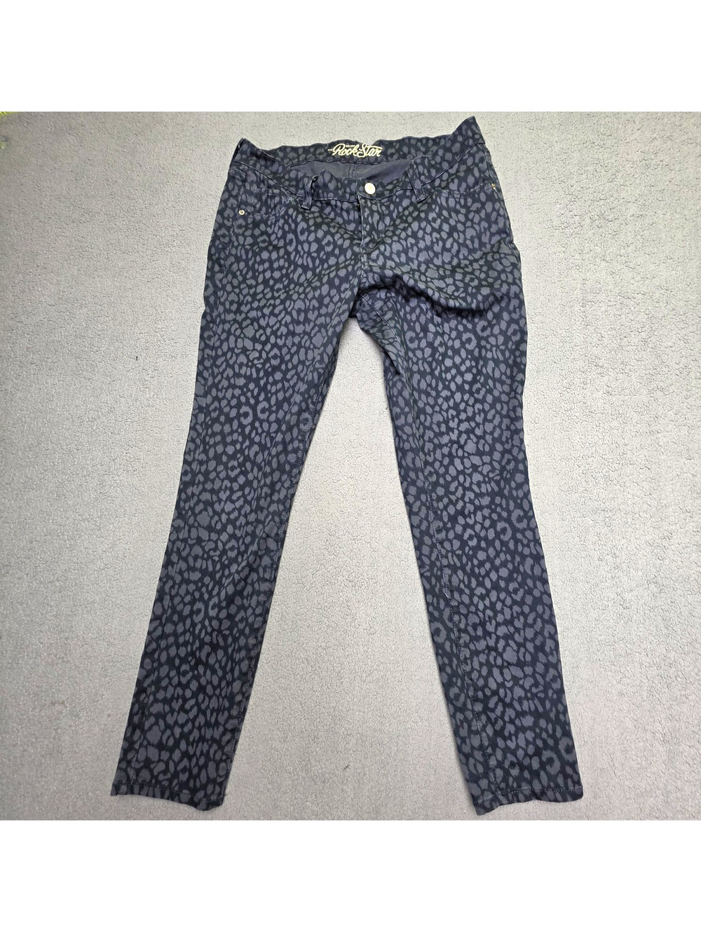Old Navy The RockStar Skinny Jeans Womens 14 Regular Blue Animal Print Stretch
